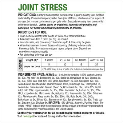 Show full view: HomeoPet Joint Stress Homeopathic Medicine for Joint Pain/Arthritis for Birds, Cats, Dogs & Small Pets, 450 drops slide 7 of 9