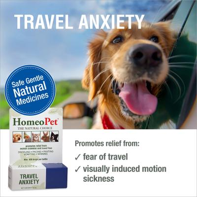 Show full view: HomeoPet Travel Anxiety Dog, Cat, Bird & Small Animal Supplement, 450 drops slide 3 of 9