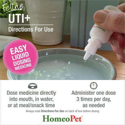 Show full view: HomeoPet UTI+ Homeopathic Medicine for Urinary Tract Infections UTI for Cats, 450 drops slide 6 of 10