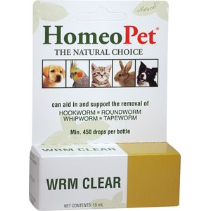 HomeoPet WRM Clear Dewormer for Hookworms, Roundworms, Tapeworms & Whipworms for Birds, Cats, Dogs & Small Pets, 450 drops