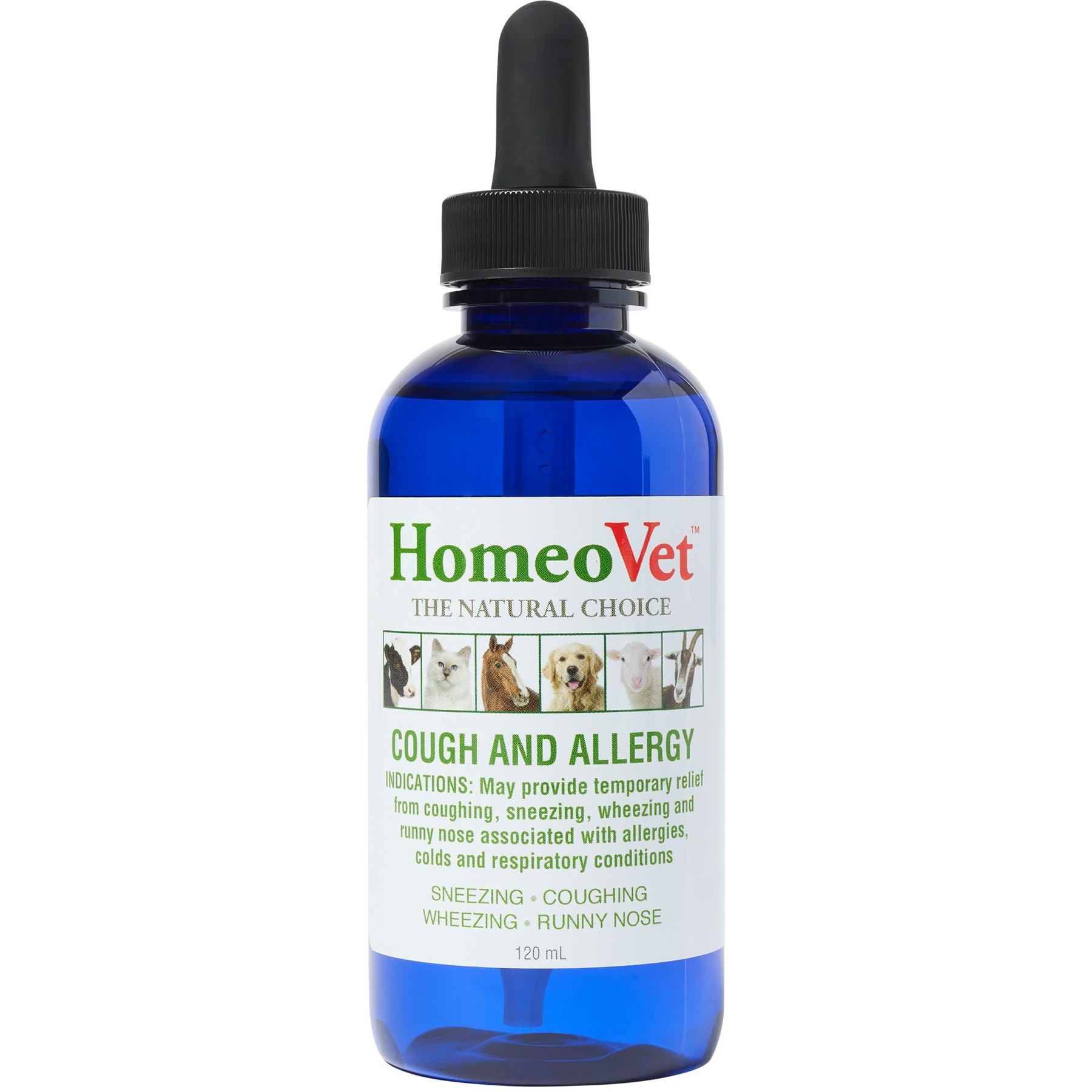 HomeoVet EquioPathics Cough & Allergy Liquid Farm Animal & Horse Supplement, 120-mL bottle