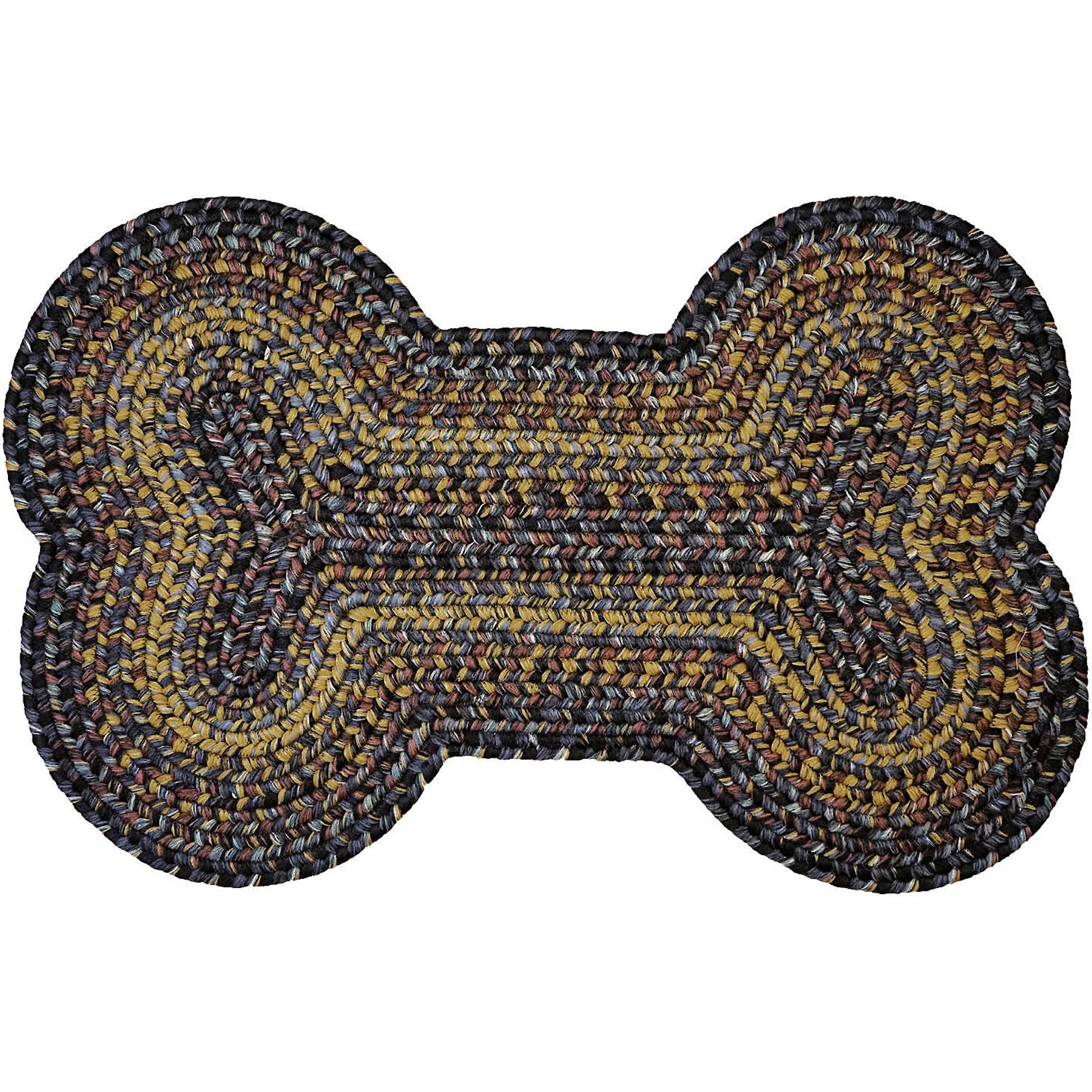 Homespice Bone Shaped Ultra Durable Braided Dog & Cat Placemat, Black Forest, 25 x 39 in