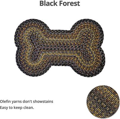 Show full view: Homespice Bone Shaped Ultra Durable Braided Dog & Cat Placemat, Black Forest, 25 x 39 in slide 3 of 4