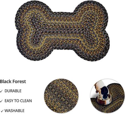 Show full view: Homespice Bone Shaped Ultra Durable Braided Dog & Cat Placemat, Black Forest, 25 x 39 in slide 4 of 4