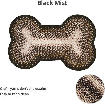 Show full view: Homespice Bone Shaped Ultra Durable Braided Dog & Cat Placemat, Black Mist, 25 x 39 in slide 3 of 3