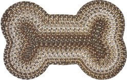 Homespice Bone Shaped Ultra Durable Braided Dog & Cat Placemat, Brown, 25 x 39 in