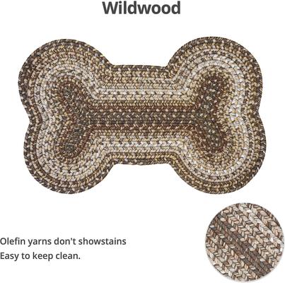 Show full view: Homespice Bone Shaped Ultra Durable Braided Dog & Cat Placemat, Brown, 25 x 39 in slide 3 of 4