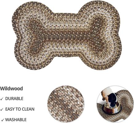 Show full view: Homespice Bone Shaped Ultra Durable Braided Dog & Cat Placemat, Brown, 25 x 39 in slide 4 of 4