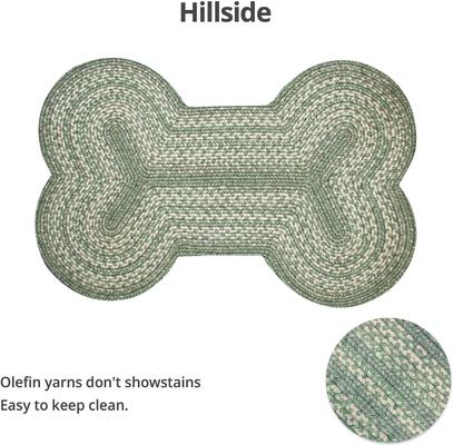 Show full view: Homespice Bone Shaped Ultra Durable Braided Dog & Cat Placemat, Green, 25 x 39 in slide 3 of 4