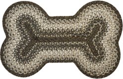 Homespice Bone Shaped Ultra Durable Braided Dog & Cat Placemat, Grey, 25 x 39 in