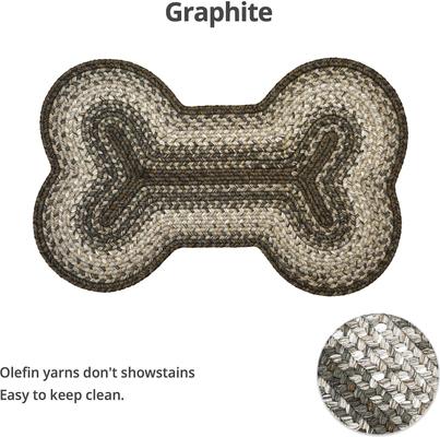 Show full view: Homespice Bone Shaped Ultra Durable Braided Dog & Cat Placemat, Grey, 25 x 39 in slide 3 of 4