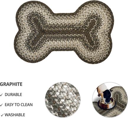 Show full view: Homespice Bone Shaped Ultra Durable Braided Dog & Cat Placemat, Grey, 25 x 39 in slide 4 of 4