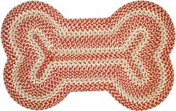 Homespice Bone Shaped Ultra Durable Braided Dog & Cat Placemat, Rusty Brown, 25 x 39 in