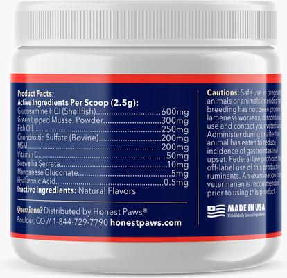 Show full view: Honest Paws Hip & Joint Dog Supplement, 75-g jar slide 3 of 11