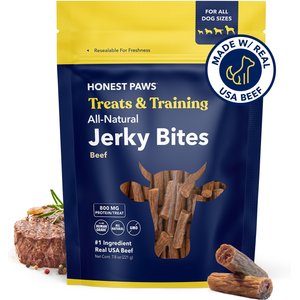 Honest Paws Jerky Bites Beef Flavor Grain-Free Jerky Dog Treats, 7.8-oz bag