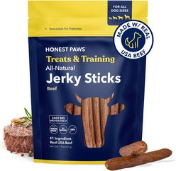 Honest Paws Jerky Sticks Beef Flavor Grain-Free Jerky Dog Treats, 7.8-oz bag
