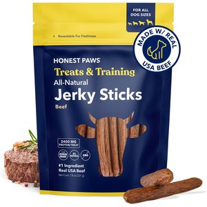 Honest Paws Jerky Sticks Beef Flavor Grain-Free Jerky Dog Treats, 7.8-oz bag