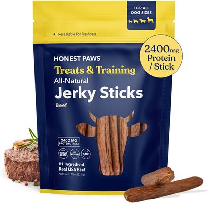 Show full view: Honest Paws Jerky Sticks Beef Flavor Grain-Free Jerky Dog Treats, 7.8-oz bag slide 10 of 11