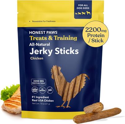Show full view: Honest Paws Jerky Sticks Chicken Flavor Grain-Free Jerky Dog Treats, 7.8-oz bag slide 10 of 11