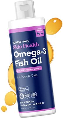 Show full view: Honest Paws Omega-3 Fish Oil with Wild Alaskan Salmon Liquid Skin & Coat Supplement for Dogs, 16-fl oz bottle slide 10 of 12