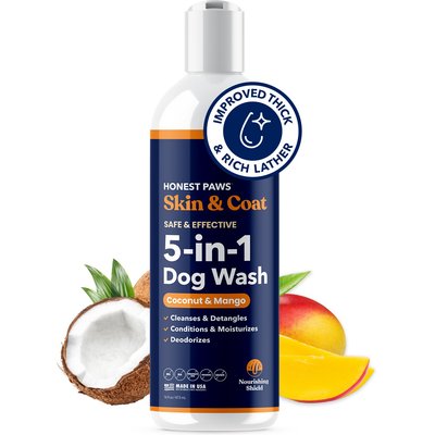 Honest Paws Honest Paws Skin & Coat 5-in-1 Coconut & Mango Dog Shampoo & Conditioner, 16-fl oz bottle