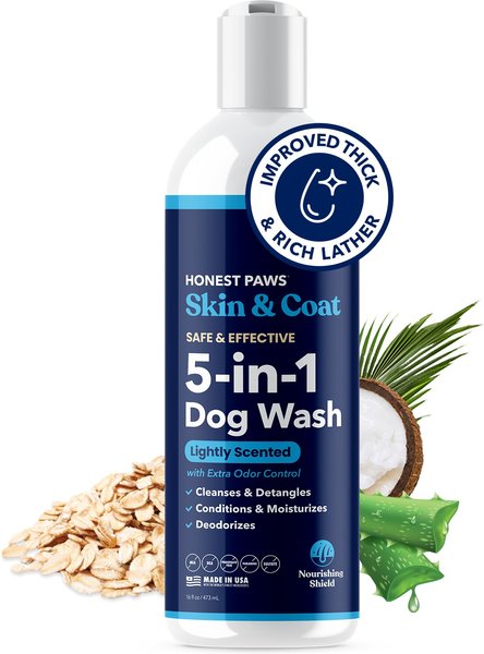 Show full view: Honest Paws Skin & Coat 5-in-1 Dog Shampoo & Conditioner, Lightly Scented, 16-fl oz bottle slide 1 of 9