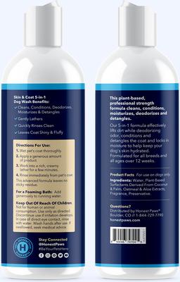 Show full view: Honest Paws Skin & Coat 5-in-1 Dog Shampoo & Conditioner, Lightly Scented, 16-fl oz bottle slide 6 of 9