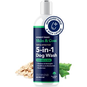 Honest Paws Skin & Coat 5-in-1 Oatmeal & Aloe Dog Shampoo & Conditioner, 16-fl oz bottle