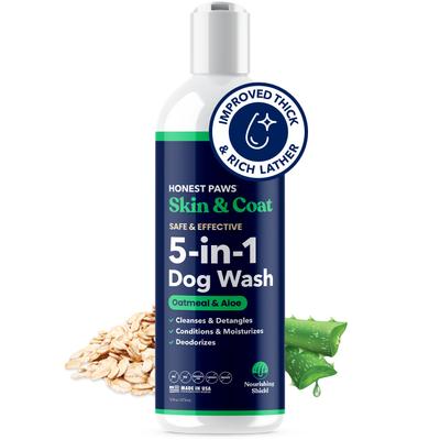 Show full view: Honest Paws Skin & Coat 5-in-1 Oatmeal & Aloe Dog Shampoo & Conditioner, 16-fl oz bottle slide 1 of 9