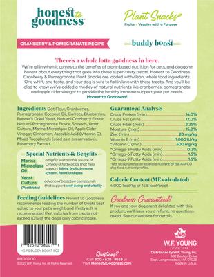 Show full view: Honest To Goodness Plant Snacks Buddy Boost Cranberry & Pomegranate Dog Treats, 8-oz bag slide 8 of 10
