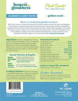 Show full view: Honest To Goodness Plant Snacks Golden Years Blueberry & Carrot Dog Treats, 8-oz bag slide 8 of 10