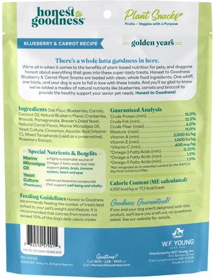 Show full view: Honest To Goodness Plant Snacks Golden Years Blueberry & Carrot Dog Treats, 8-oz bag slide 7 of 10