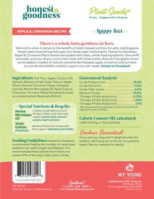 Show full view: Honest To Goodness Plant Snacks Happy Feet Apple & Cinnamon Dog Treats, 8-oz bag slide 8 of 10