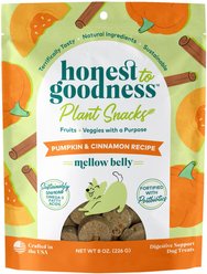 Honest To Goodness Plant Snacks Mellow Belly Pumpkin & Cinnamon Dog Treats, 8-oz bag slide 1 of 8