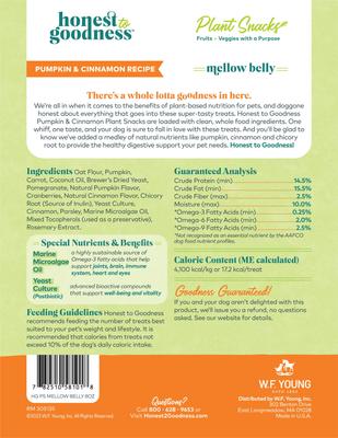 Show full view: Honest To Goodness Plant Snacks Mellow Belly Pumpkin & Cinnamon Dog Treats, 8-oz bag slide 8 of 10