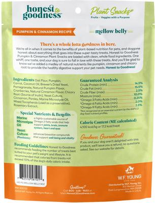 Show full view: Honest To Goodness Plant Snacks Mellow Belly Pumpkin & Cinnamon Dog Treats, 8-oz bag slide 7 of 10