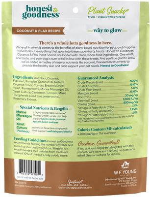 Show full view: Honest To Goodness Plant Snacks Way to Glow Coconut & Flax Dog Treats, 8-oz bag slide 7 of 10