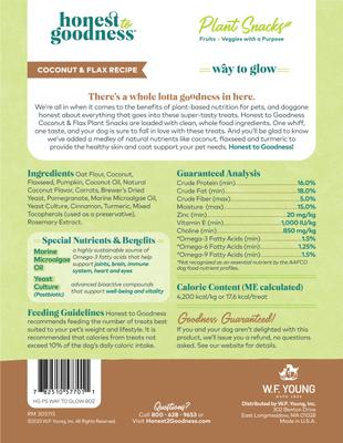 Show full view: Honest To Goodness Plant Snacks Way to Glow Coconut & Flax Dog Treats, 8-oz bag slide 8 of 10