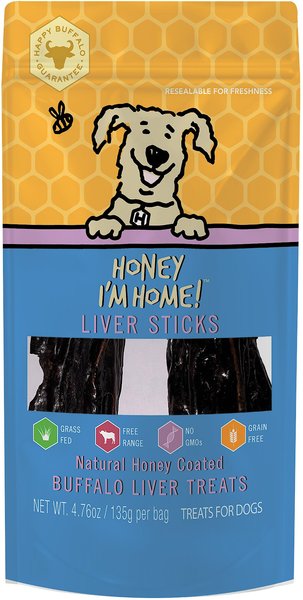 Honey I'm Home! Liver Sticks Natural Honey Coated Buffalo Liver Grain-Free Dog Treats, 4.76-oz bag