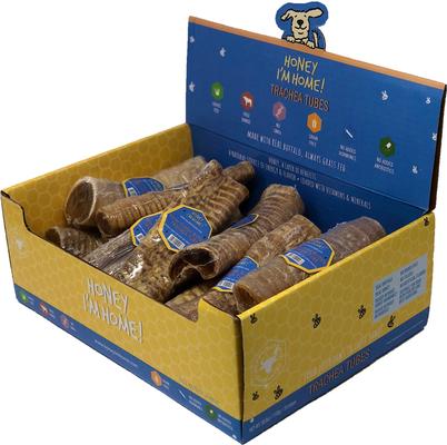 Show full view: Honey I'm Home! Trachea Tubes Natural Honey Coated Buffalo Chews Grain-Free Dog Treats, 20 count slide 3 of 7