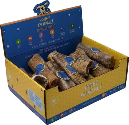 Show full view: Honey I'm Home! Trachea Tubes Natural Honey Coated Buffalo Chews Grain-Free Dog Treats, 20 count slide 4 of 7