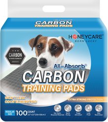 HoneyCare All-Absorb Charcoal Carbon Eliminating Urine Odor Dog Training Pads, 22x23-in, 100 count