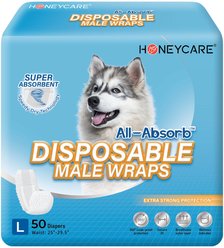 HoneyCare All-Absorb Disposable Male Dog Wraps, Large: 25 to 29.5-in waist, 50 count slide 1 of 6
