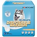 HoneyCare All-Absorb Disposable Male Dog Wraps, Large: 25 to 29.5-in waist, 50 count