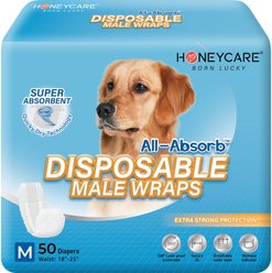 HoneyCare All-Absorb Disposable Male Dog Wraps, Medium: 18 to 25-in waist, 50 count