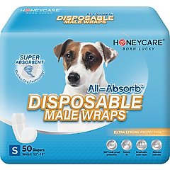 HoneyCare All-Absorb Disposable Male Dog Wraps, Small: 12 to 19-in waist, 50 count