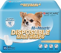 HoneyCare All-Absorb Disposable Male Dog Wraps, X-Small: 6 to 13-in waist, 100 count