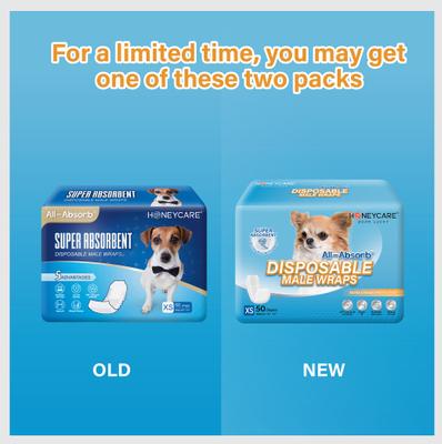 Show full view: HoneyCare All-Absorb Disposable Male Dog Wraps, X-Small: 6 to 13-in waist, 100 count slide 2 of 8