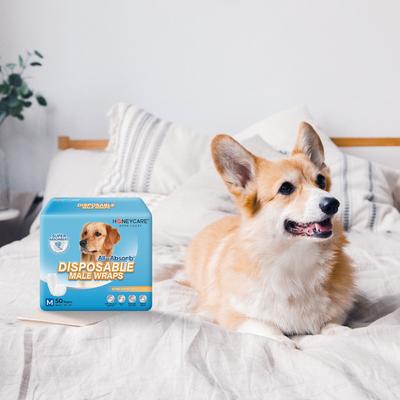 Show full view: HoneyCare All-Absorb Disposable Male Dog Wraps, X-Small: 6 to 13-in waist, 50 count slide 4 of 7