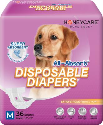Show full view: HoneyCare All-Absorb Super Absorbent Disposable Female Dog Diapers, Medium: 12 to 20-in waist, 36 count slide 1 of 7